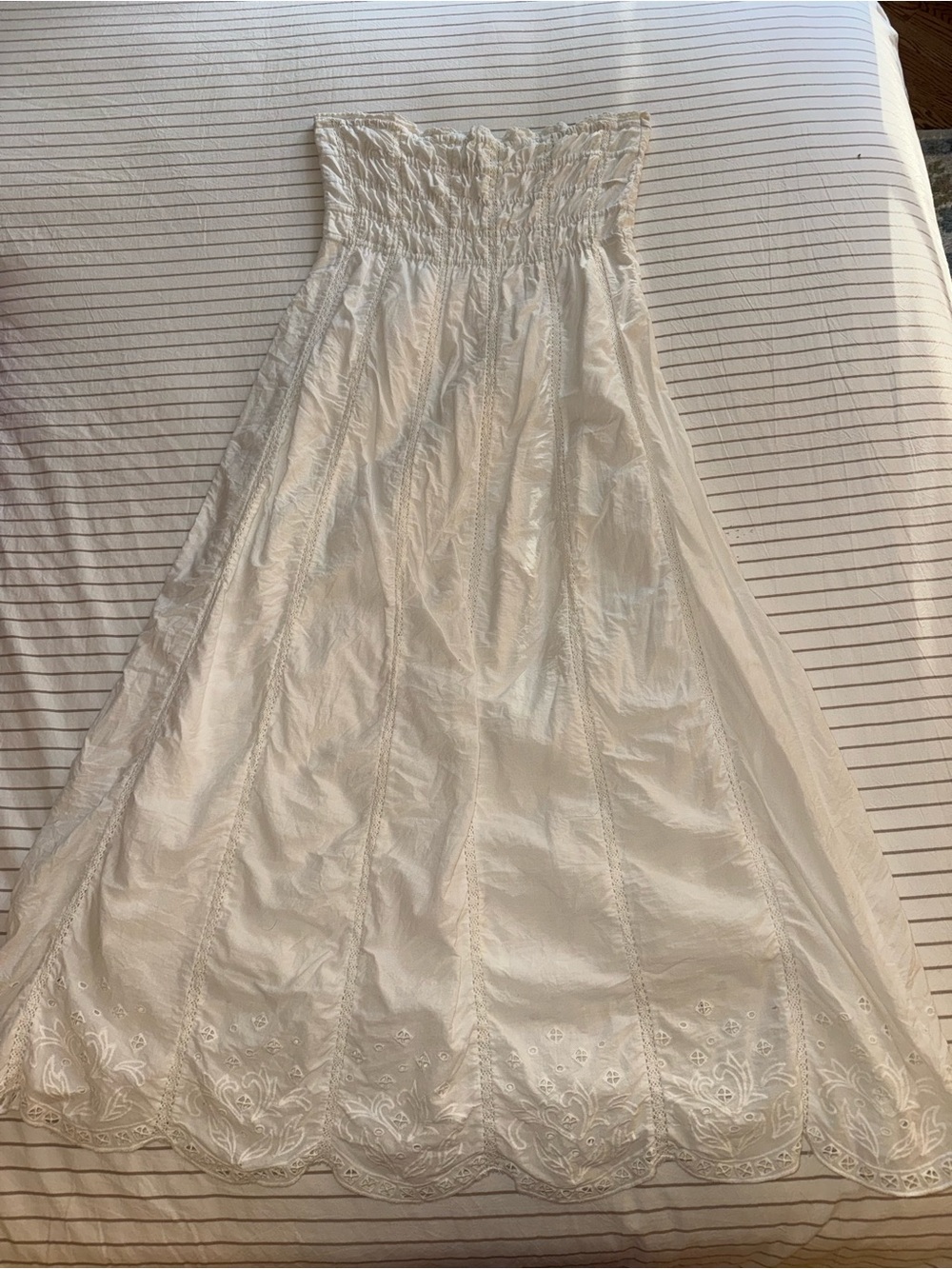 Z Supply White Strapless Eyelet Maxi with Smocked Bodice